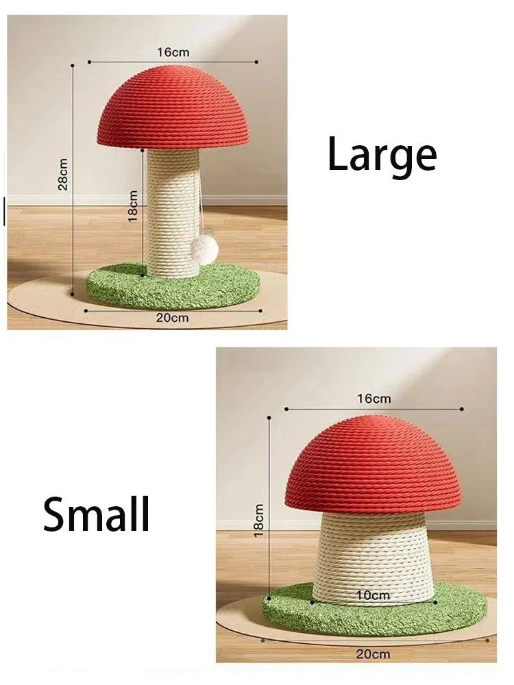 Mushroom Cat Scratching Post - Adorable Sisal Rope Scratcher with Stable Base