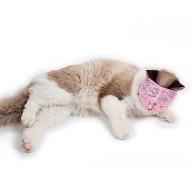 Cat Grooming Muzzle Bag - Breathable Mesh Restraint for Bathing, Nail Trimming & Vet Visits