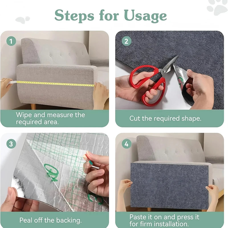 Self-Adhesive Cat Scratch Protection Mat - Trimmable Carpet Protector for Sofas and Furniture