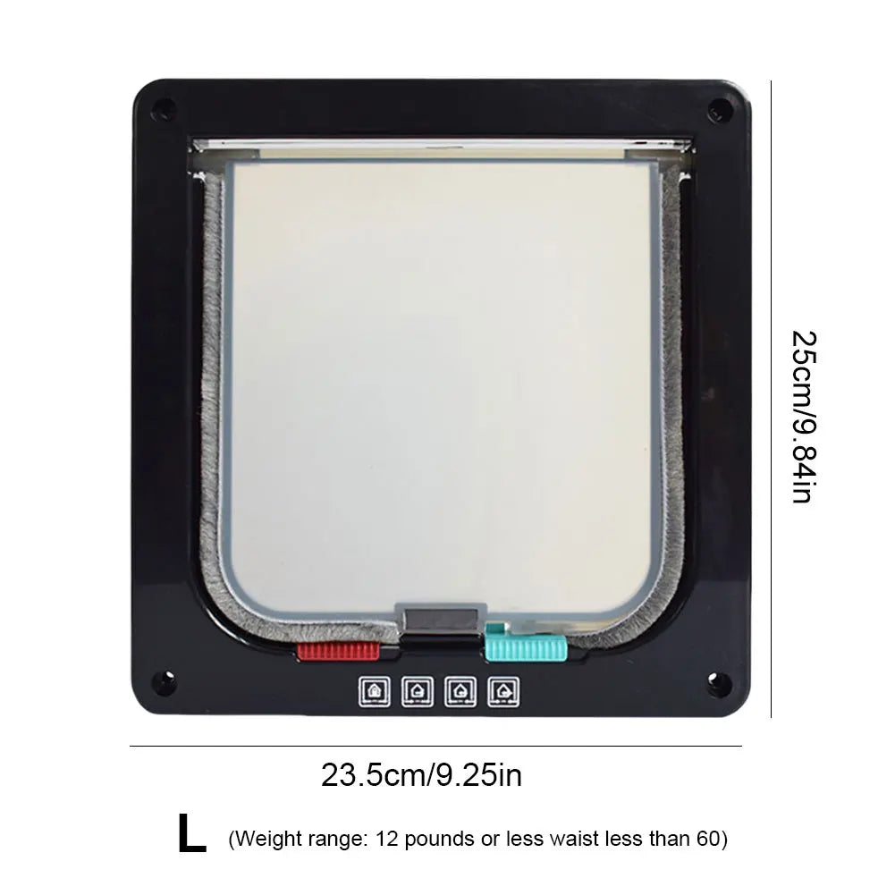Cat Flap with 4-Way Security Lock - ABS Plastic Pet Door for Cats and Small Pets