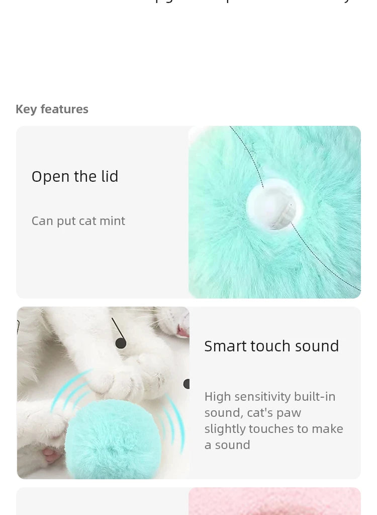 Smart Interactive Cat Balls - Touch-Activated Sound Toys with Realistic Animal Noises & Catnip Compartment