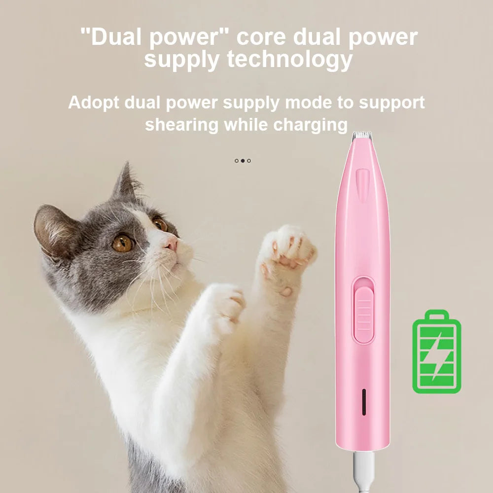Professional Pet Paw Trimmer - Rechargeable Electric Grooming Clipper for Cats & Small Dogs