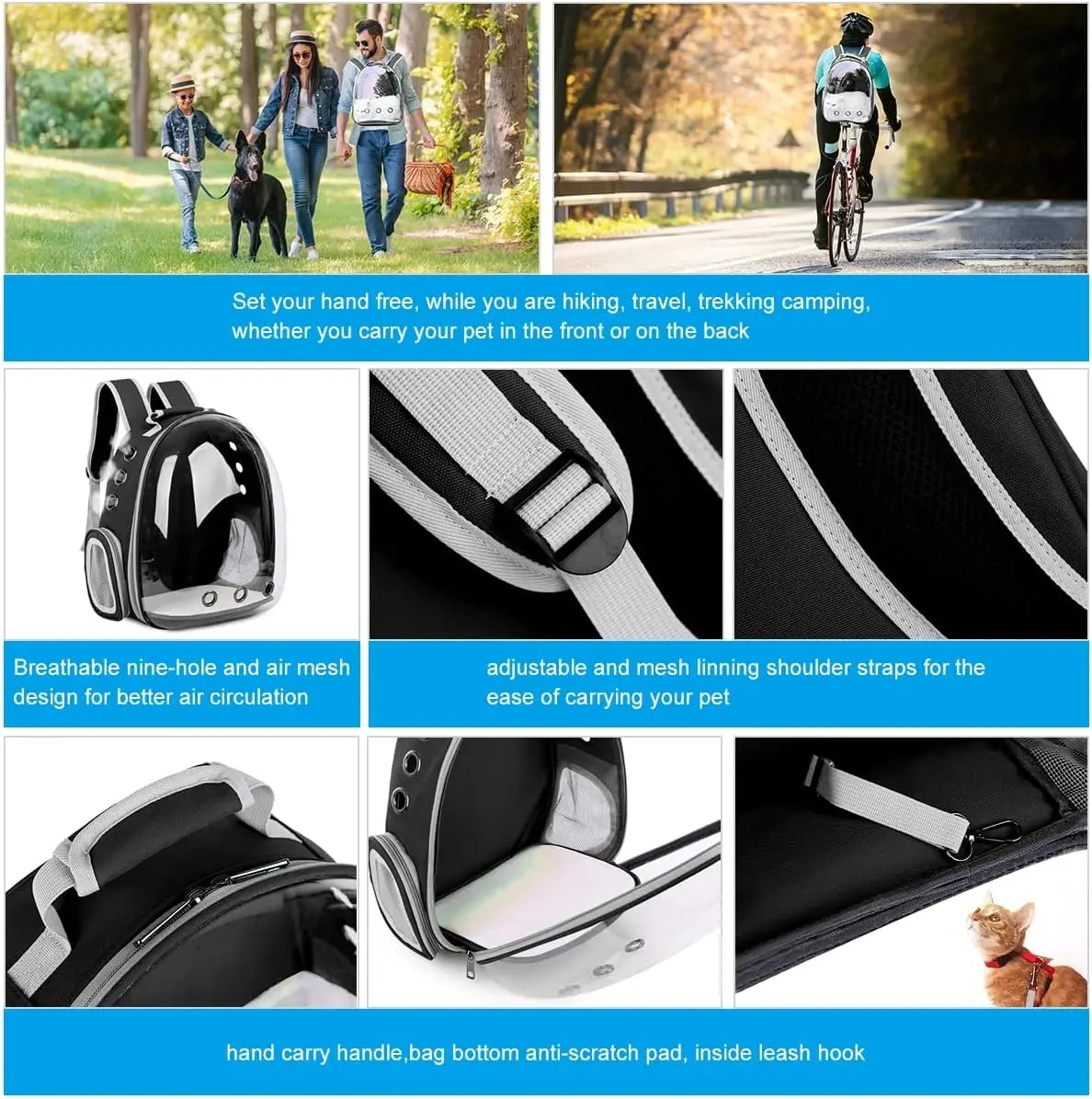 Transparent Bubble Pet Carrier Backpack - Breathable Travel Bag for Cats, Kittens & Small Pets