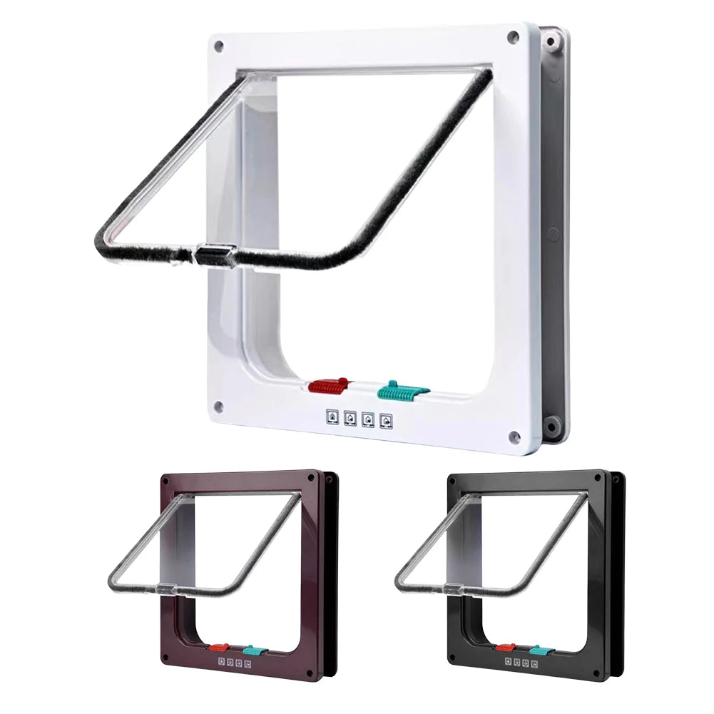 Cat Flap with 4-Way Security Lock - ABS Plastic Pet Door for Cats and Small Pets