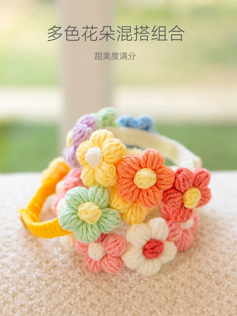 Handmade Crochet Cat Collar – Cotton Flower Bib Bandana