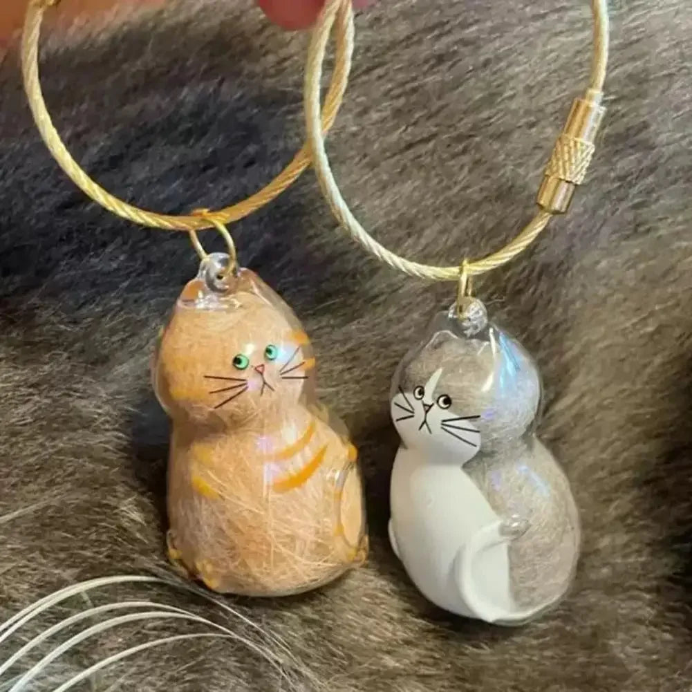 Cat Fur Keepsake Keyring - Transparent Pet Hair Storage Bottle Memorial Gift (Pack of 1/6)
