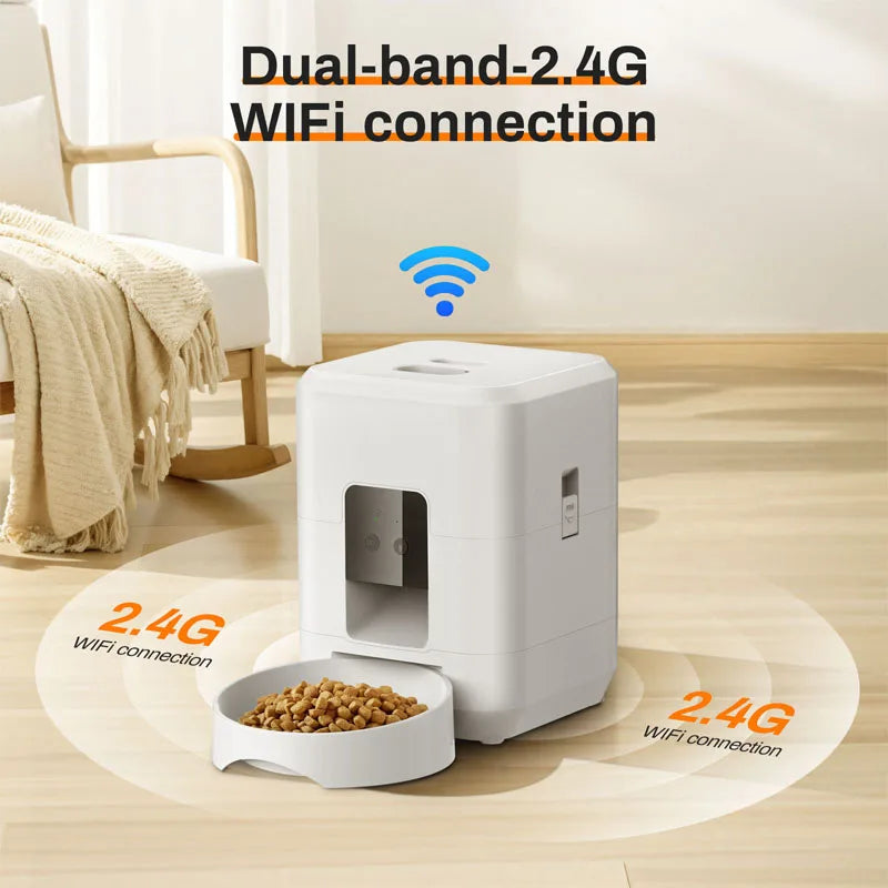 WiFi Smart Automatic Pet Feeder - 2L App-Controlled Cat & Dog Food Dispenser with Scheduled Feeding