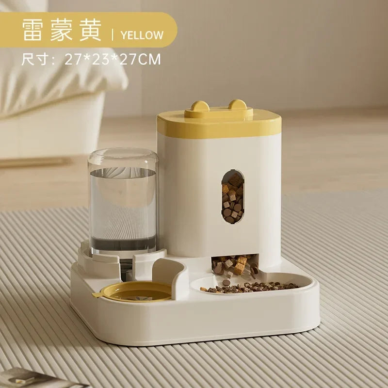 Automatic Cat Feeder and Water Fountain with Large Capacity Storage - Gravity-Fed Dual Bowl System