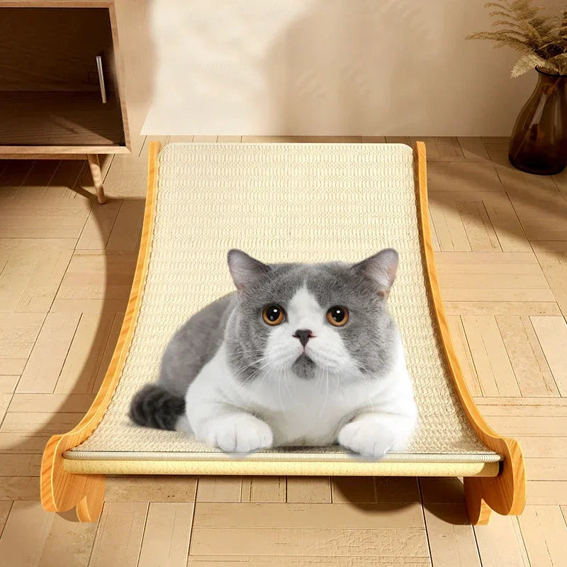 160° Curved Cat Scratcher & Sleeping Bed - Premium Wooden Hammock with Detachable Sisal Pad