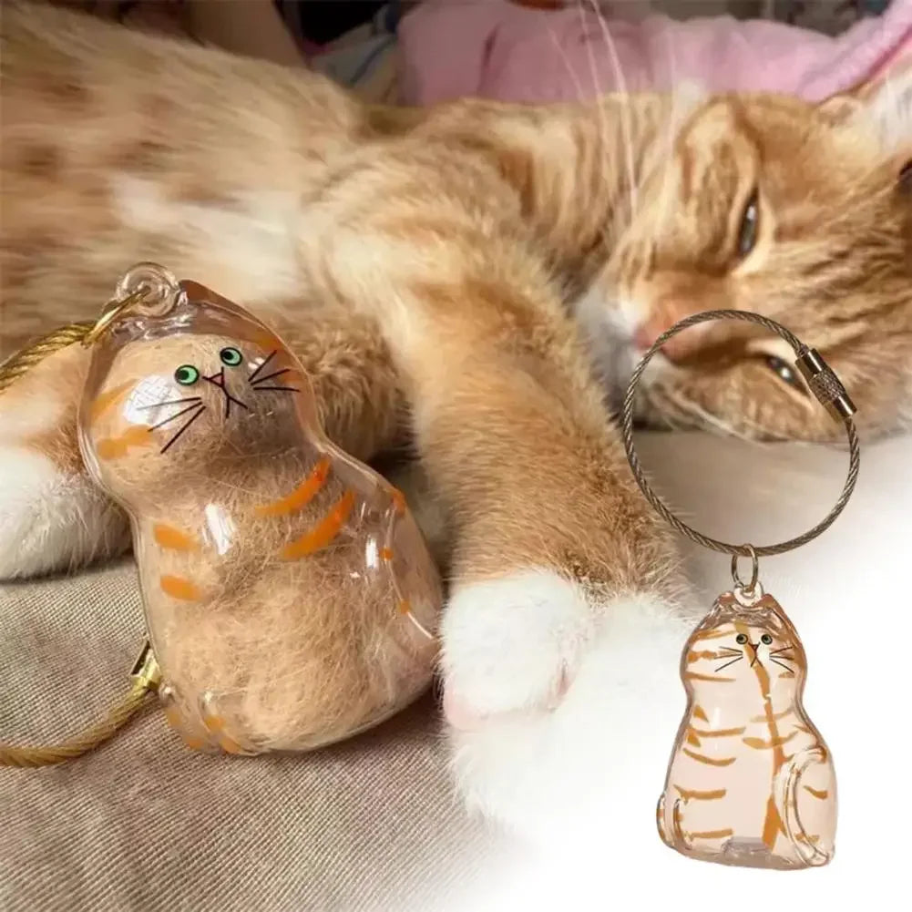 Cat Fur Keepsake Keyring - Transparent Pet Hair Storage Bottle Memorial Gift (Pack of 1/6)