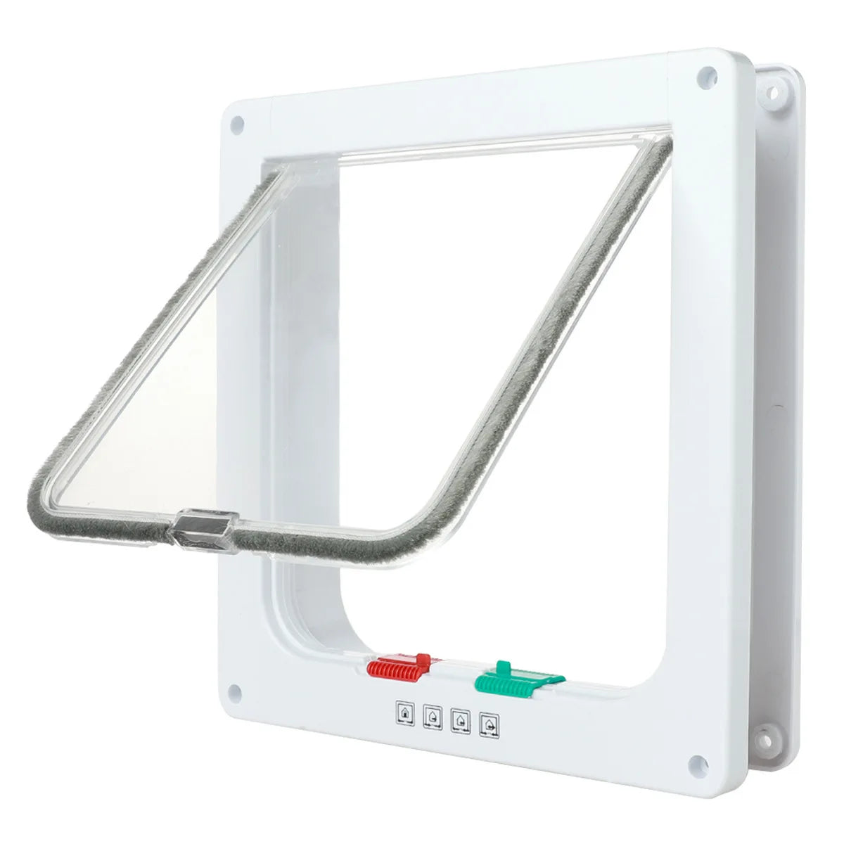 Cat Flap Door with 4-Way Lock - Small/Large Security Pet Door for Cats & Small Dogs