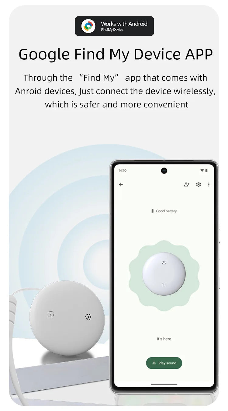 GPS Pet Tracker for Cats - Google Find My Device Compatible Locator for Felines, Works with Android