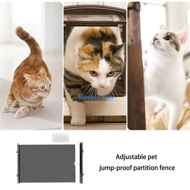 Expandable Cat Barrier Gate - Adjustable Retractable Safety Barrier for Small Pets & Kittens