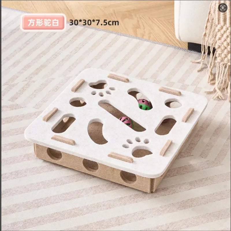 Interactive Cat Puzzle Toy - Multi-Level Hunting Game with Felt Surface & Multiple Play Modes