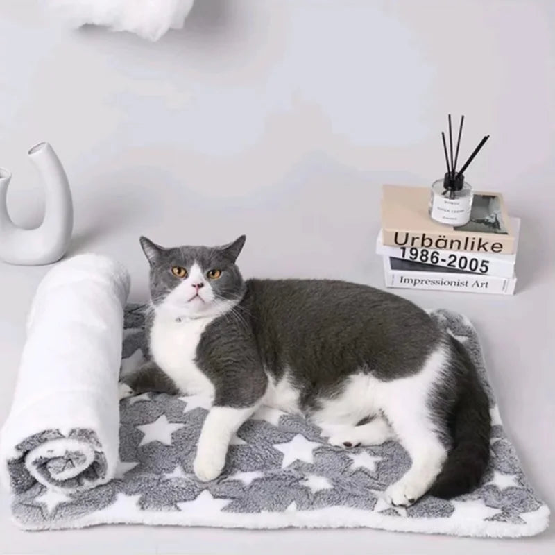 Thickened Flannel Cat Bed Mat - Soft Warm Sleeping Blanket for Cats & Kittens