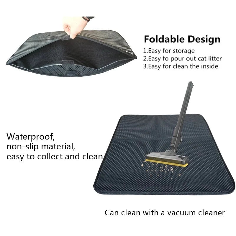 Premium Waterproof Cat Litter Mat - Double Layer Honeycomb Design with Anti-Tracking Technology