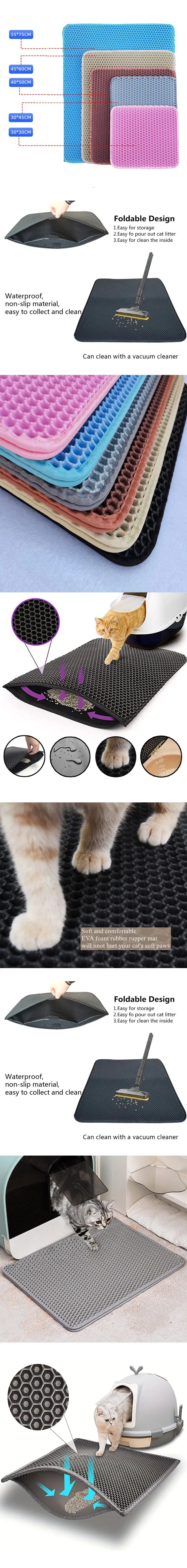 Premium Waterproof Cat Litter Mat - Double Layer Honeycomb Design with Anti-Tracking Technology
