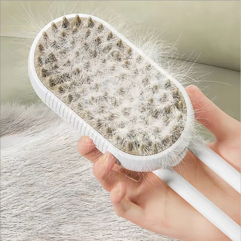 Steam Cat Brush (3-in-1 USB Rechargeable) - Electric Grooming Tool with Massage & Deshedding