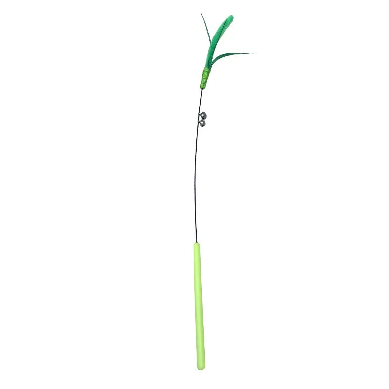 Interactive Feather Wand Cat Toy with Natural Grass Tail