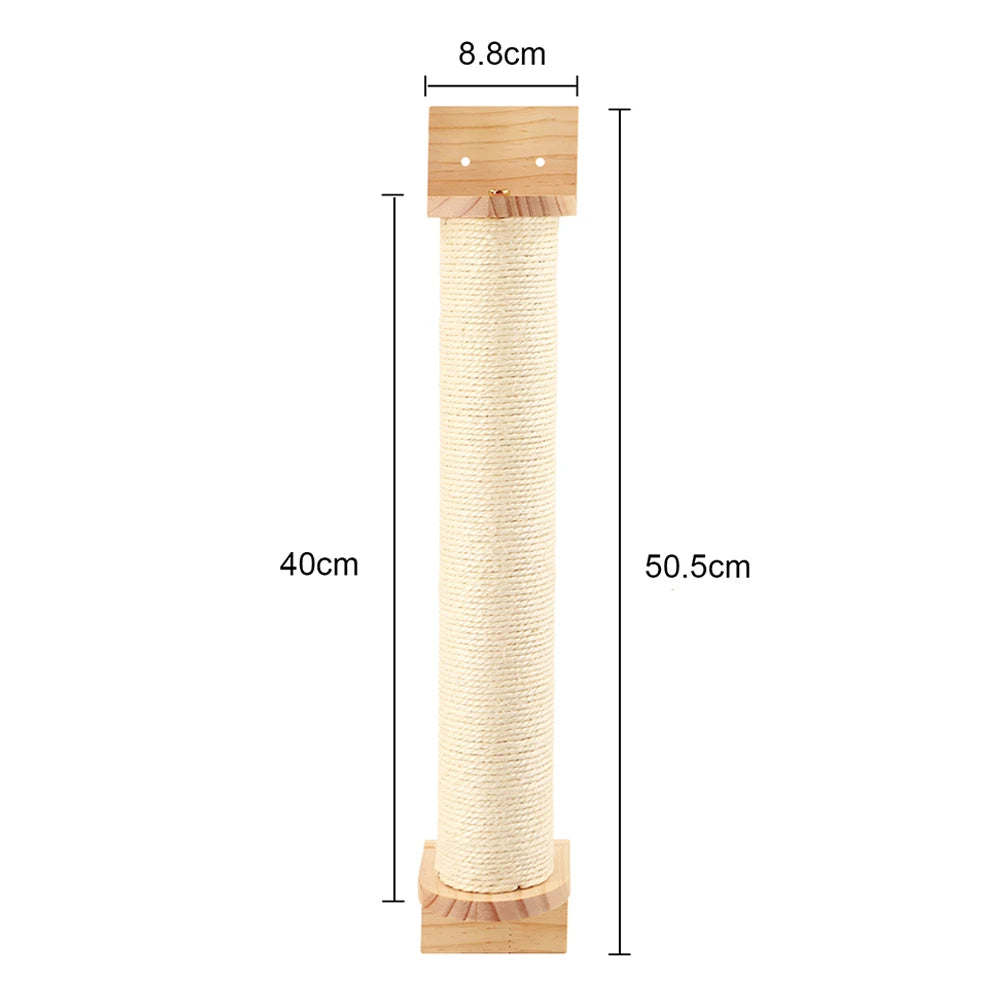 Wooden Cat Wall Climbing System - Modular Shelves & Scratching Posts with Sisal Rope