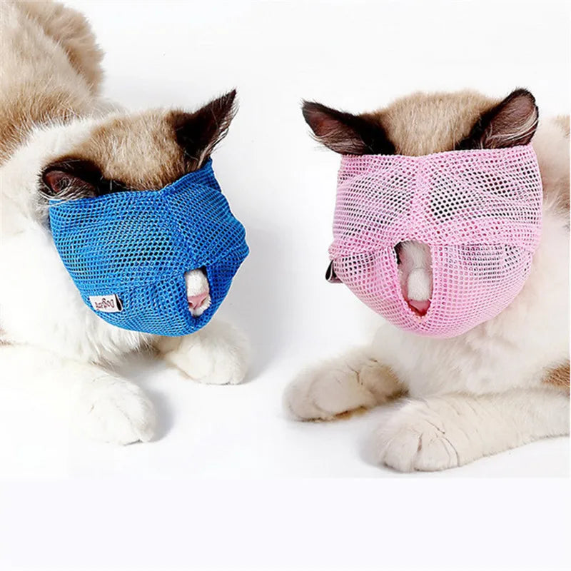 Cat Grooming Muzzle Bag - Breathable Mesh Restraint for Bathing, Nail Trimming & Vet Visits