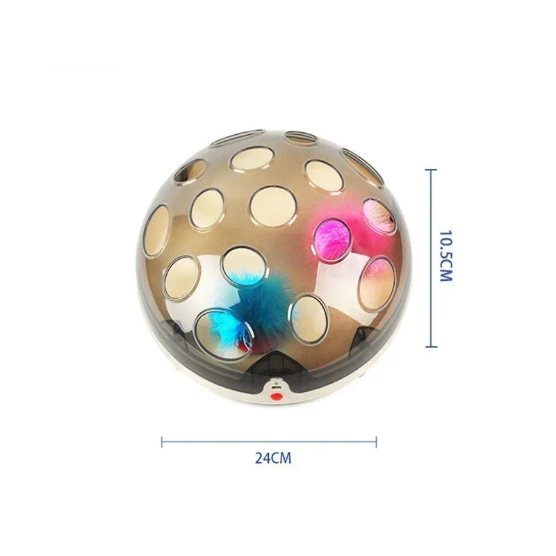 Magnetic Levitation Interactive Cat Toy - Rechargeable Rotating Feather Ball Chase Disc for Indoor Exercise and Mental Stimulation