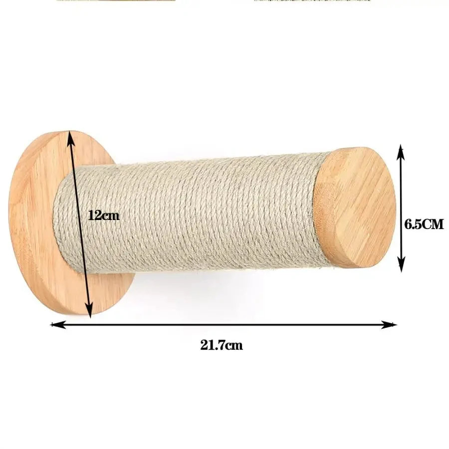 Premium Wall-Mounted Cat Climbing System - Hand-Woven Macramé Hammock with Detachable Wooden Platforms