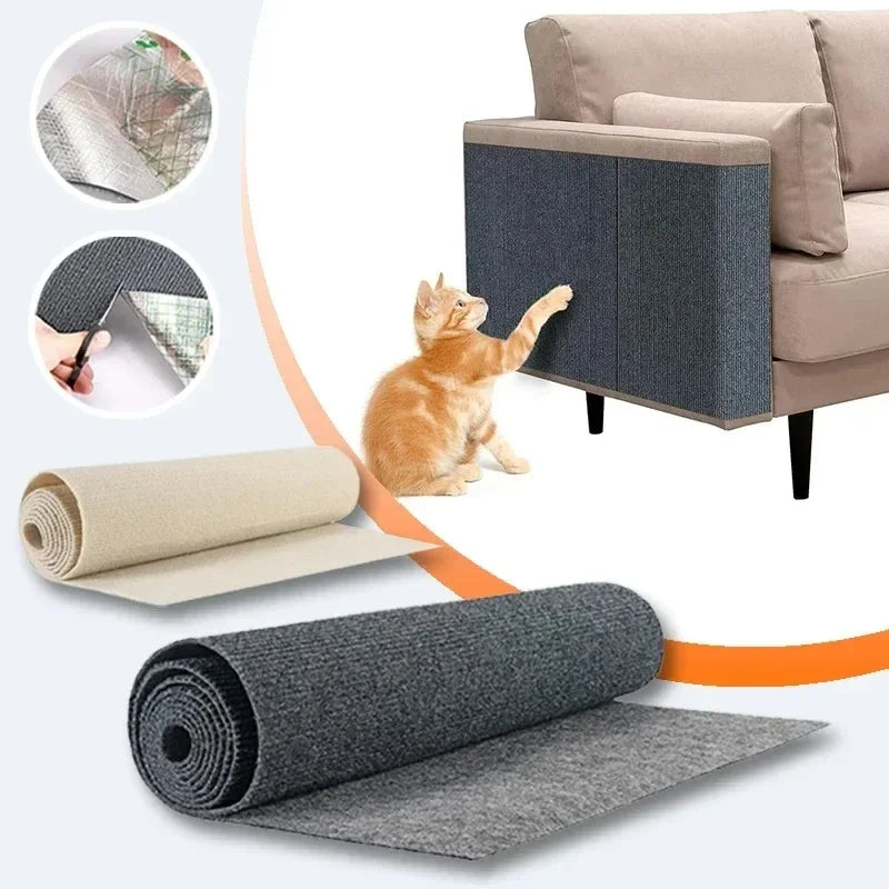Self-Adhesive Cat Scratching Mat - Furniture Protection & Climbing Surface for Cat Trees