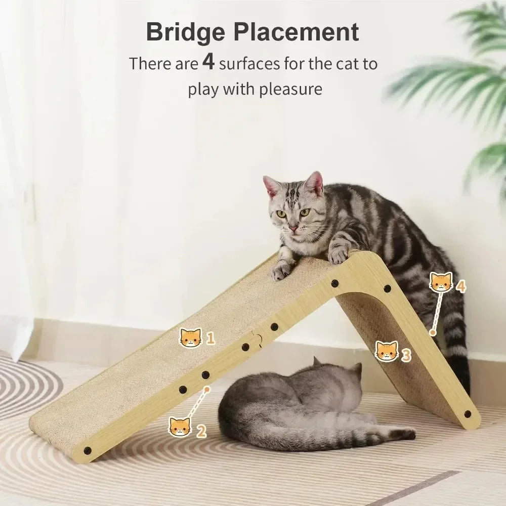 Vertical Cat Scratching Post - Double-Sided Wood Scratcher with Interactive Ball Toy & Furniture Protection