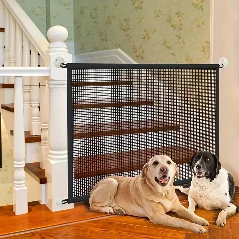 Retractable Pet Barrier – Adjustable Cat Safety Gate, Indoor Mesh Barrier, No Drill Installation, Multi-Purpose Isolation Door