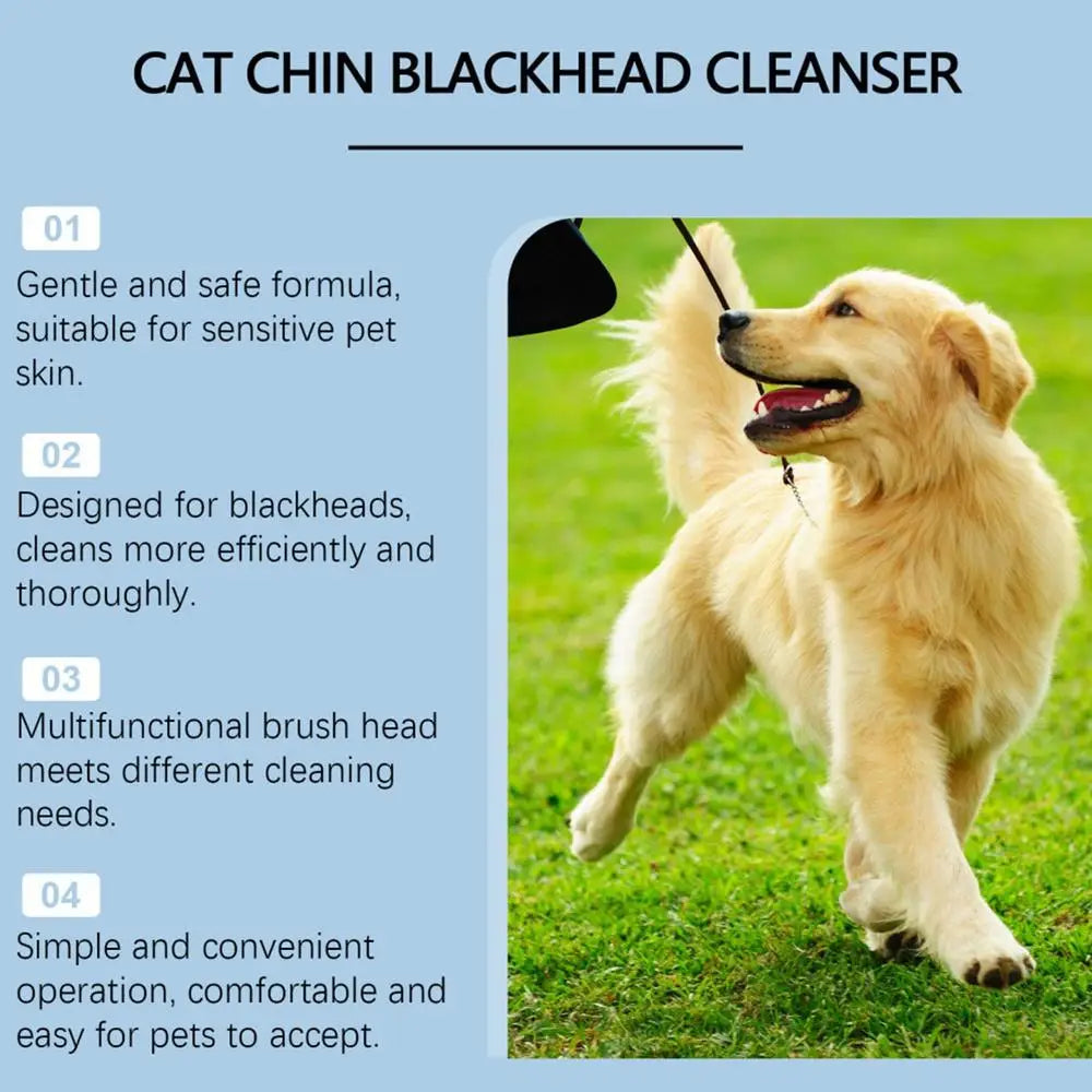 Cat Chin Cleaner 30g - Feline Acne Treatment Lotion with Grooming Brush for Blackhead Removal