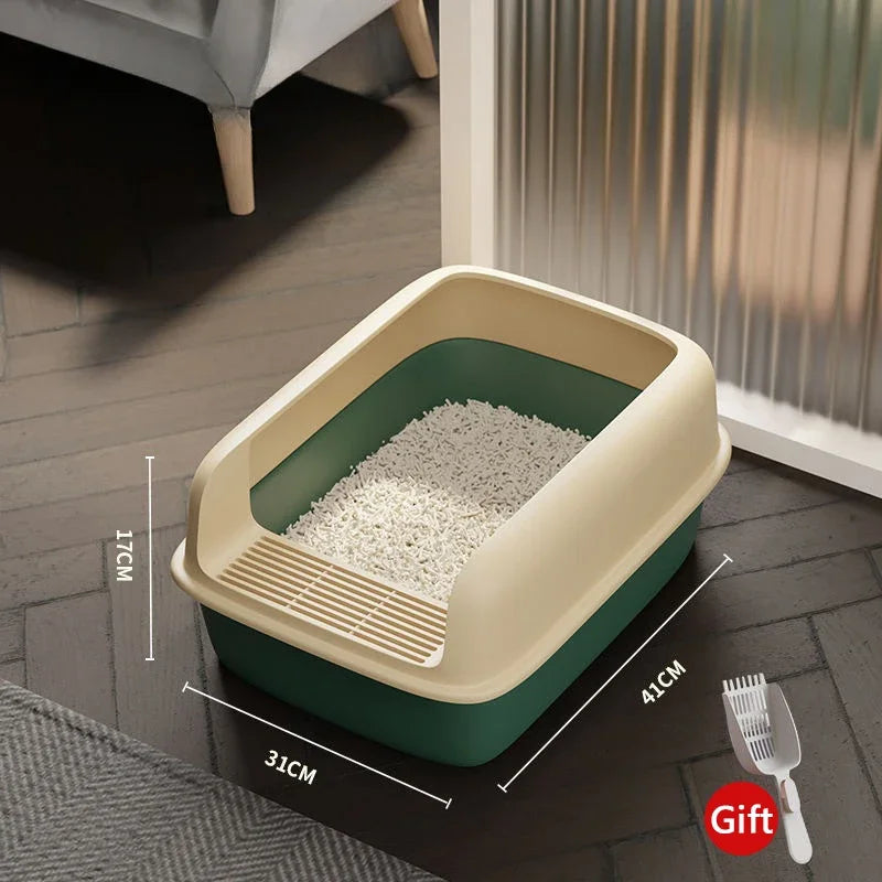 Semi-Enclosed Cat Litter Box with Removable Sifting Tray - Anti-Splash Design for Small Cats & Kittens