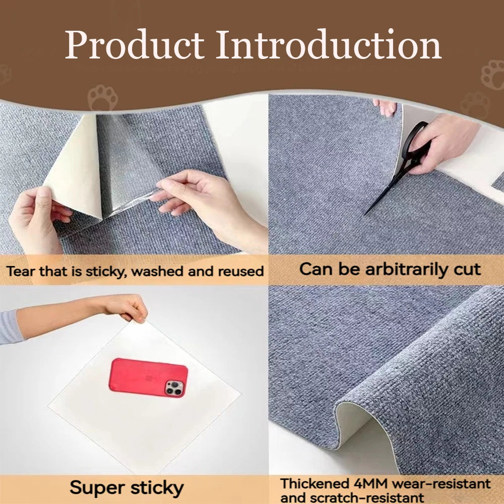 Self-Adhesive Cat Scratching Mat - Trimmable Furniture Protector for Sofas, Corners and Walls