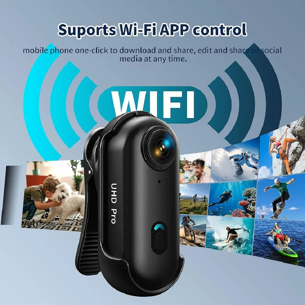 WiFi Pet Collar Camera - 4K Ultra HD Action Camera with Magnetic Mount & App Control