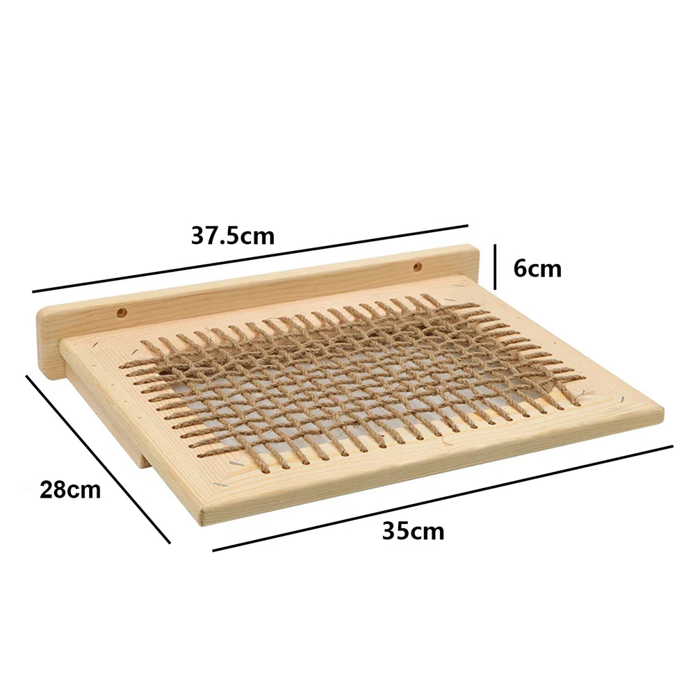 Wooden Cat Wall Climbing System - Modular Shelves & Scratching Posts with Sisal Rope