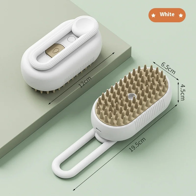 Steam Cat Brush (3-in-1 USB Rechargeable) - Electric Grooming Tool with Massage & Deshedding