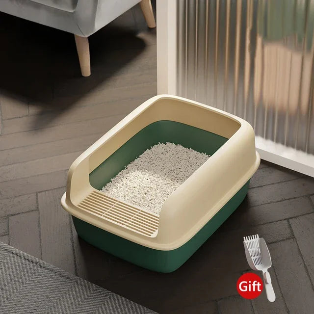 Semi-Enclosed Cat Litter Box with Removable Sifting Tray - Anti-Splash Design for Small Cats & Kittens