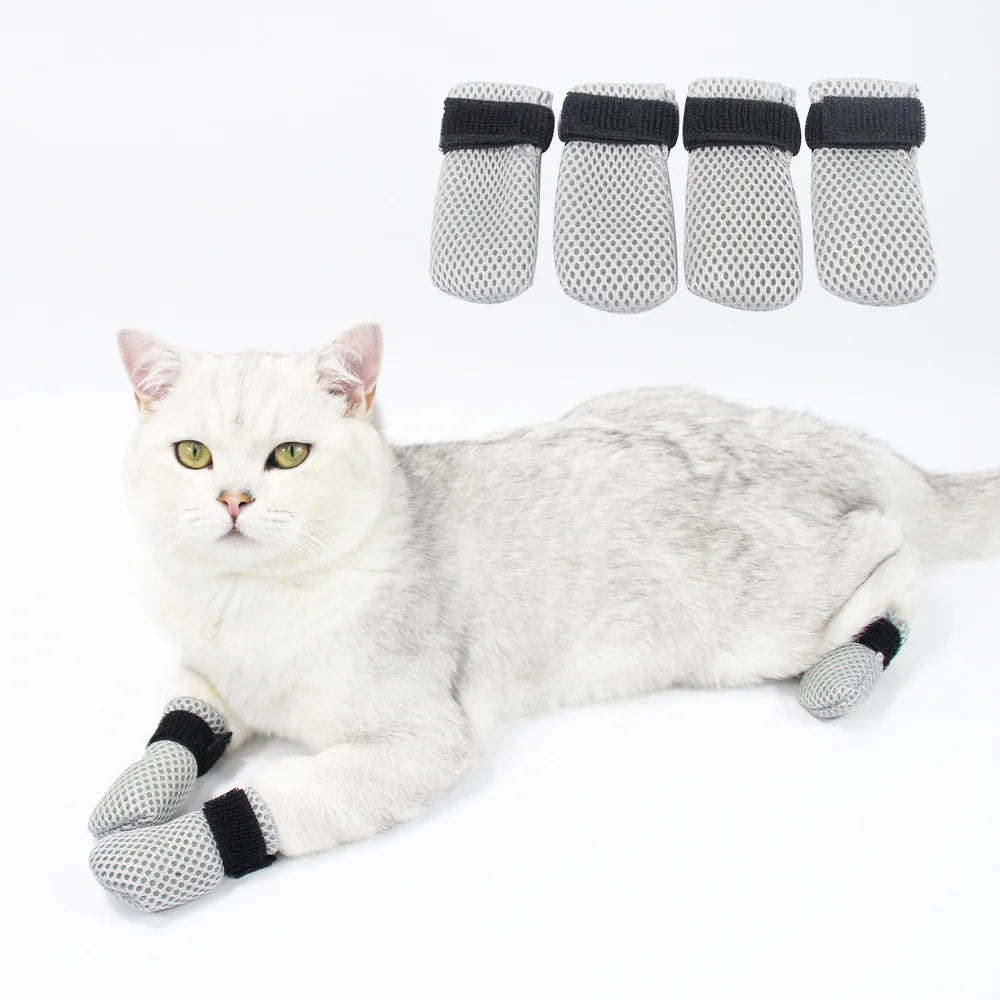Cat Paw Protector Socks - Soft Anti-Scratch Booties with Secure Velcro Fastening for Indoor Cats