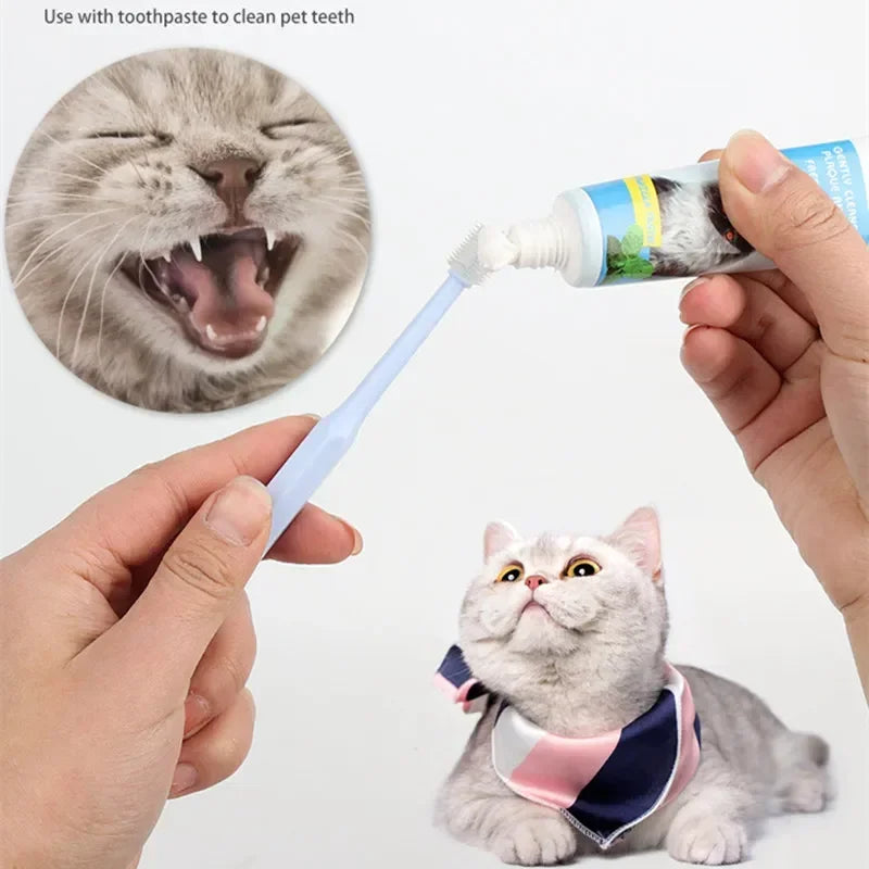 Cat Toothbrush Set with Soft Bristles - Complete Dental Care Kit for Feline Oral Hygiene