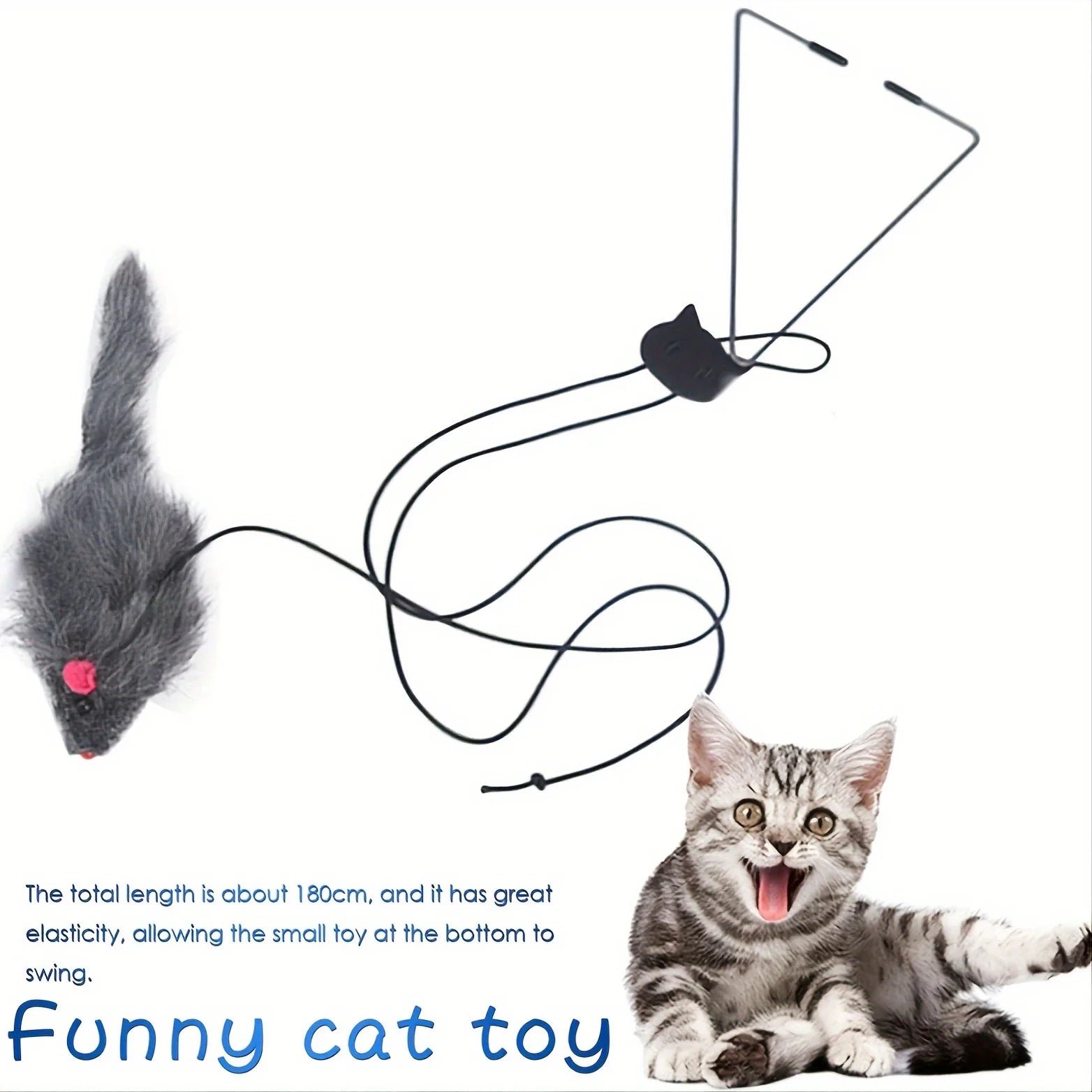Interactive Plush Mouse Cat Teaser Wand – Retractable Design for Active Play & Exercise