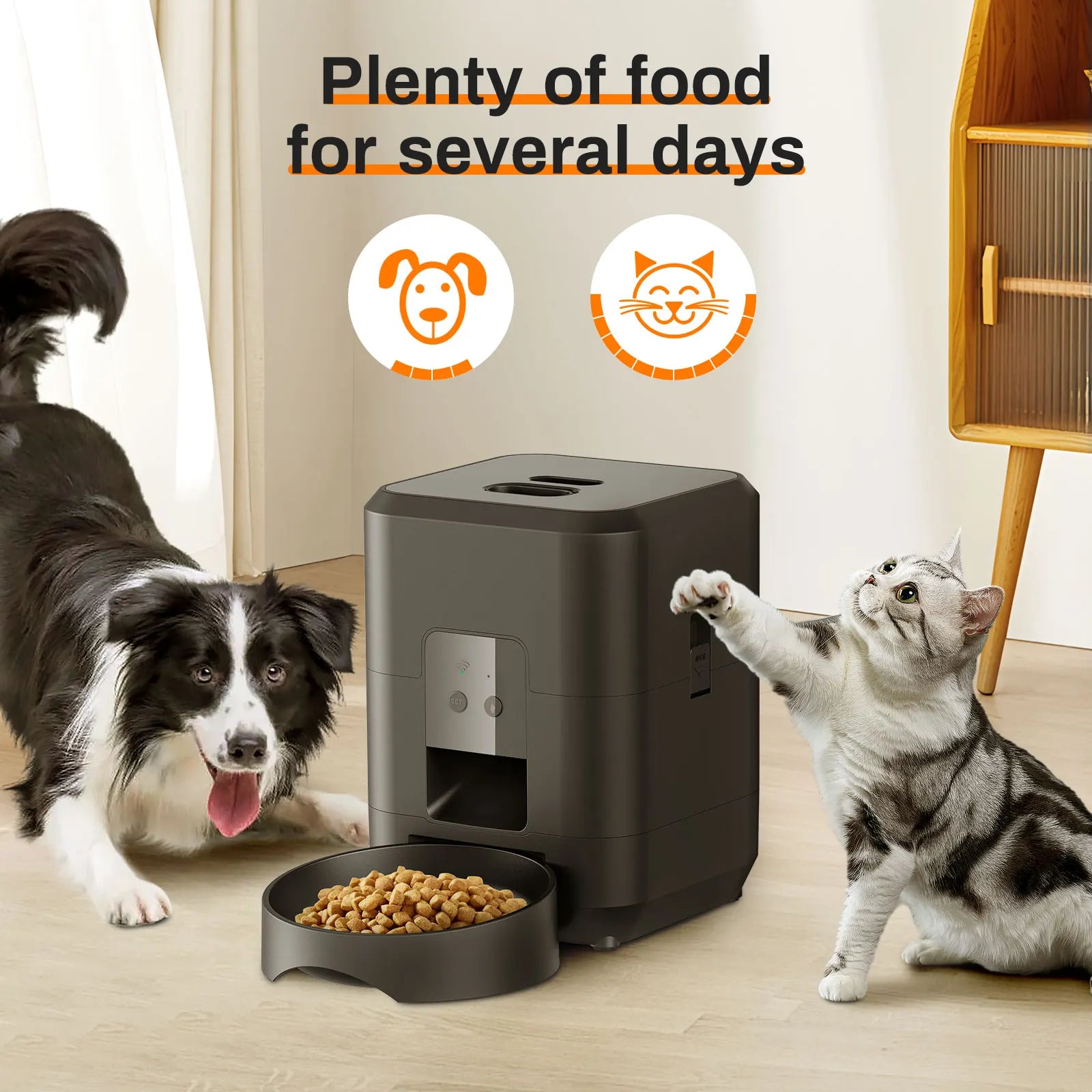Automatic Cat Feeder with WiFi and App Control - 2L Smart Pet Food Dispenser with Timer and Portion Control