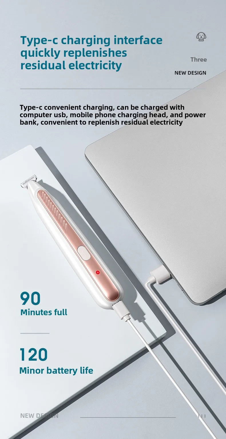 Professional LED Pet Hair Trimmer - Precision Grooming Clipper for Dogs & Cats with Ceramic Blade
