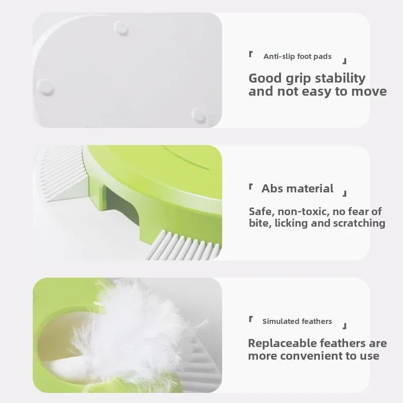 Interactive Cat Turntable Toy - Electric Rotating Feather Teaser with Automatic Motion for Indoor Cats and Kittens