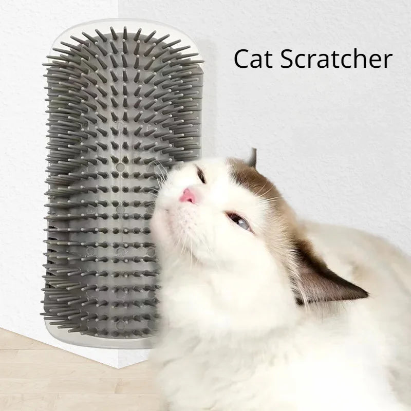 Cat Corner Self-Grooming Brush with Catnip - Wall-Mounted Massage and Deshedding Comb for Cats