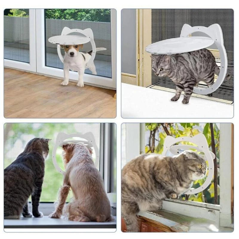 Magnetic Self-Closing Cat Flap for Screen Doors and Windows - Lockable Pet Door