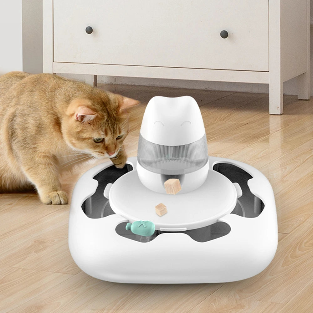 Smart Interactive Cat Toy - Robotic Worm Puzzle Game with Automatic Hide & Seek, Treat Dispenser & USB Charging