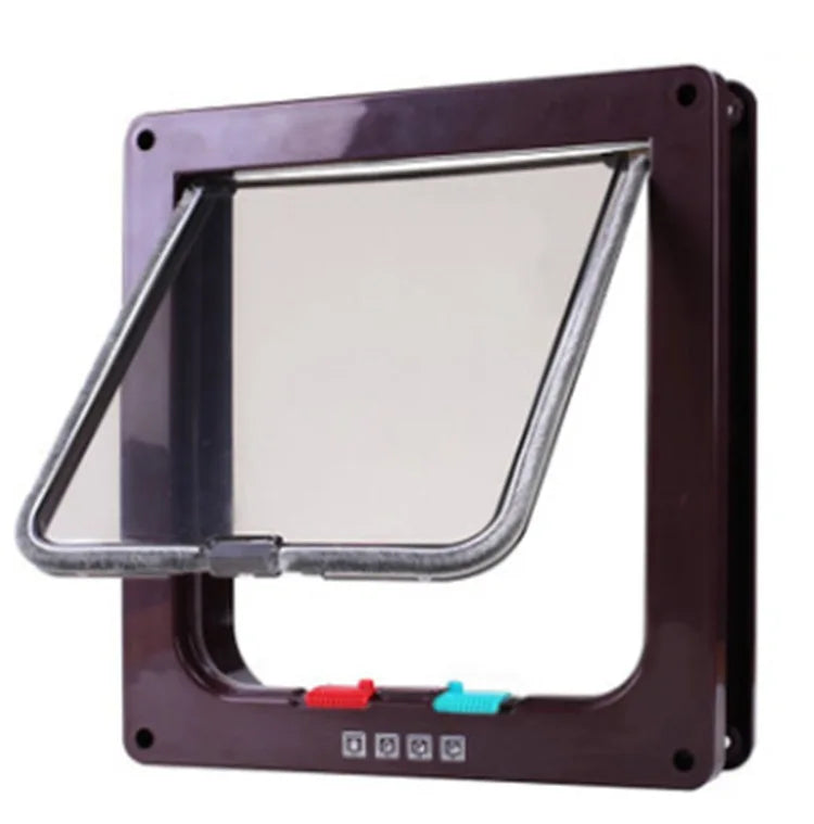 Cat Flap Door with 4-Way Lock - Small/Large Security Pet Door for Cats & Small Dogs