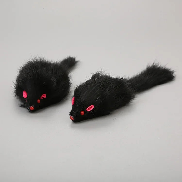 Realistic Mouse Cat Toy with Rabbit Fur - Natural Hunting Play Toy for Cats