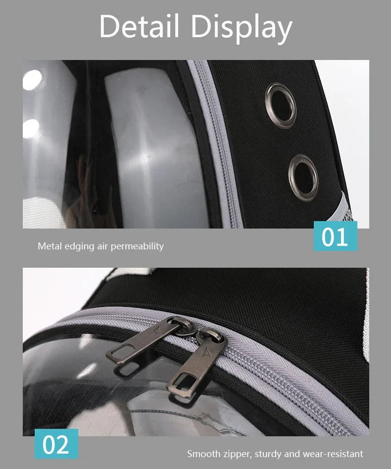 Transparent Space Capsule Cat Backpack - Breathable Pet Carrier with Panoramic Window & Ventilation System