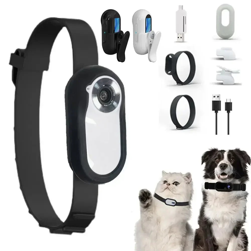 HD Pet Camera Collar - 1080P Wearable Video Recorder for Cats & Dogs with Colour Display